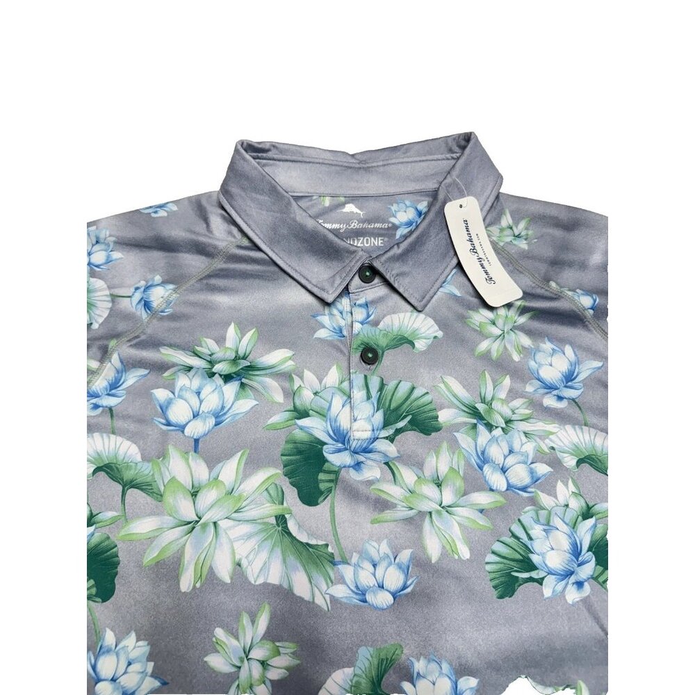 Tommy Bahama Sailing Lotus Performance Golf Polo Men's XXL Silvery Blue UPF 30 - Picture 3 of 7